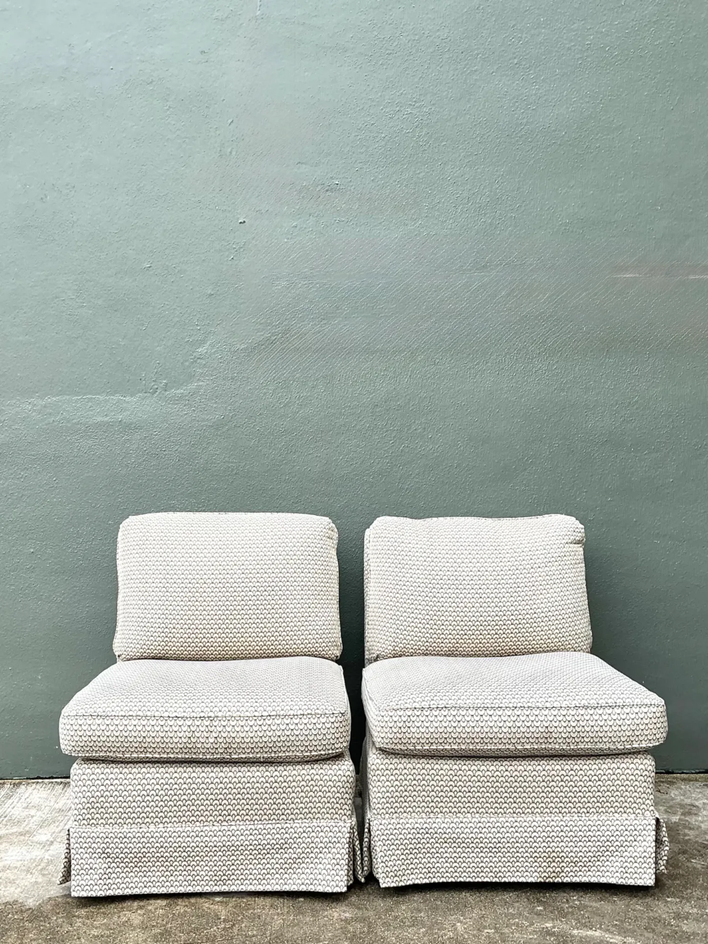 Vintage Upholstered Slipper Chairs - Pair — additional photo 1