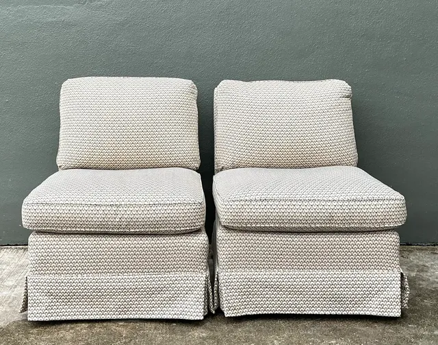 Vintage Upholstered Slipper Chairs - Pair — additional photo 5