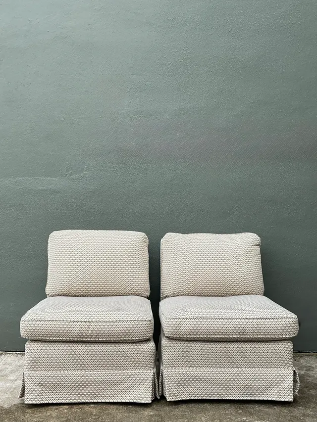 Vintage Upholstered Slipper Chairs - Pair — additional photo 3