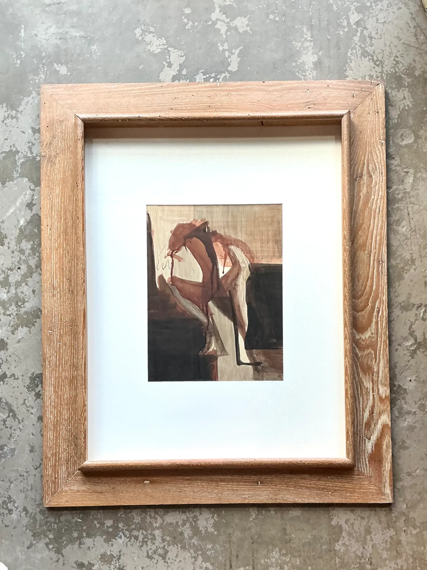 Vintage Framed Abstract Figurative Painting — additional photo 1