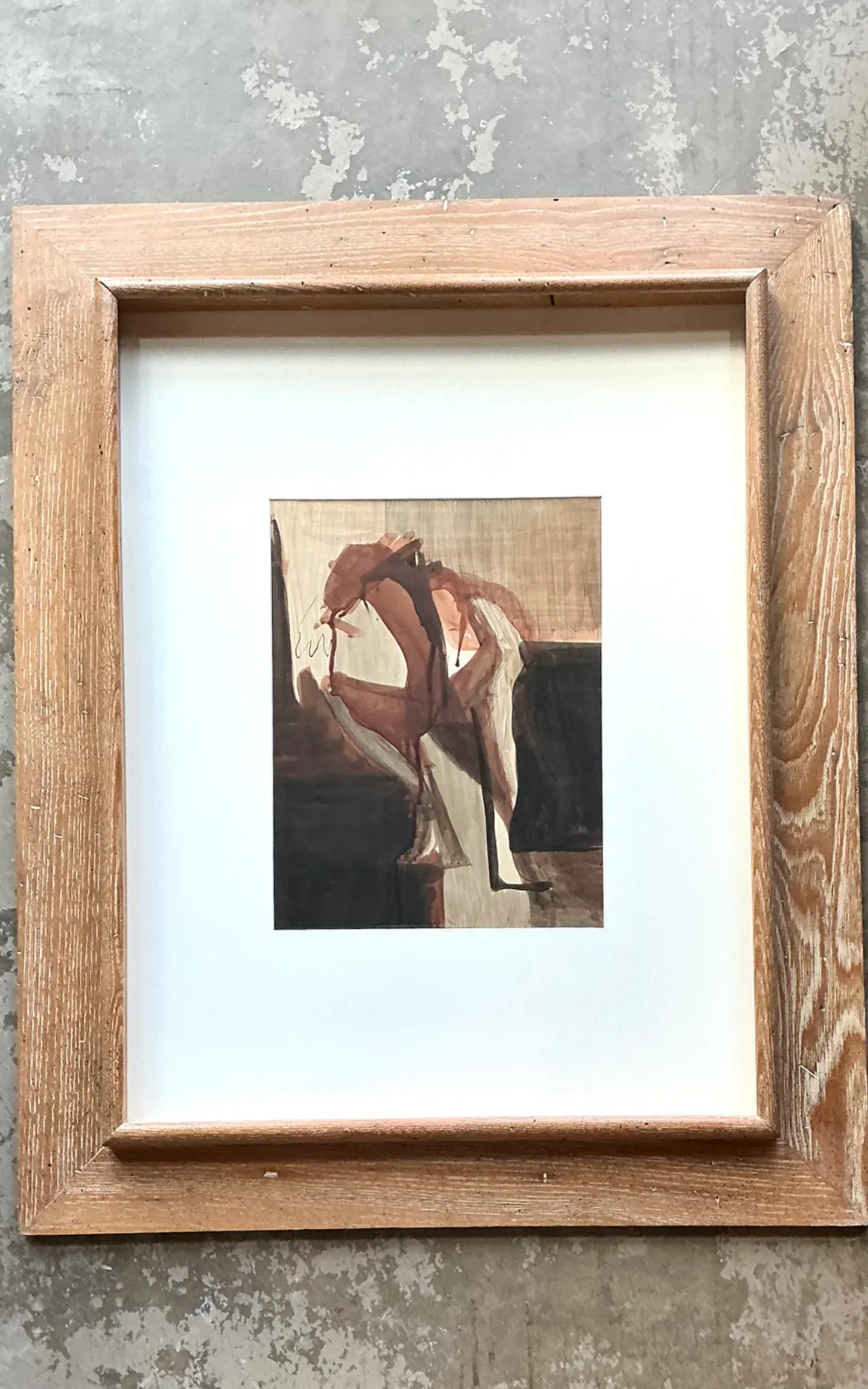 Vintage Framed Abstract Figurative Painting