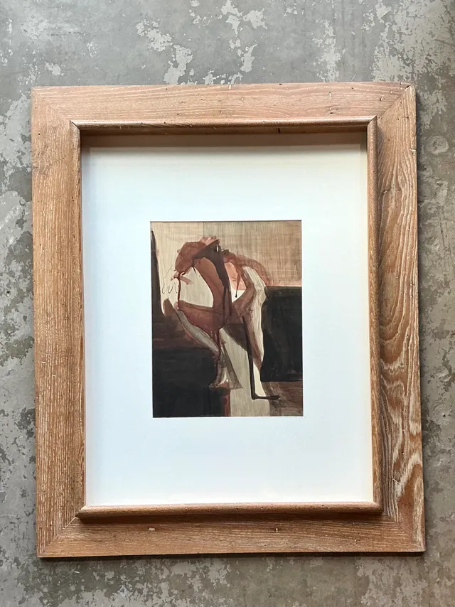 Vintage Framed Abstract Figurative Painting — additional photo 4