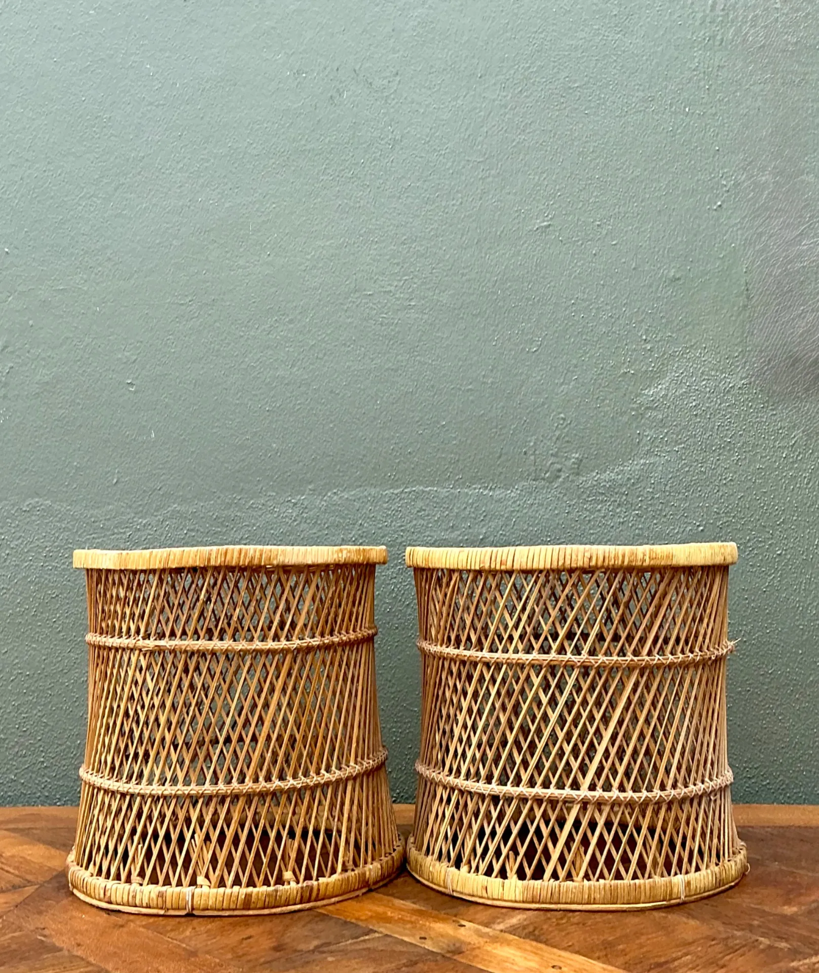 Vintage Woven Rattan Accent Tables - Set of 2 — additional photo 2