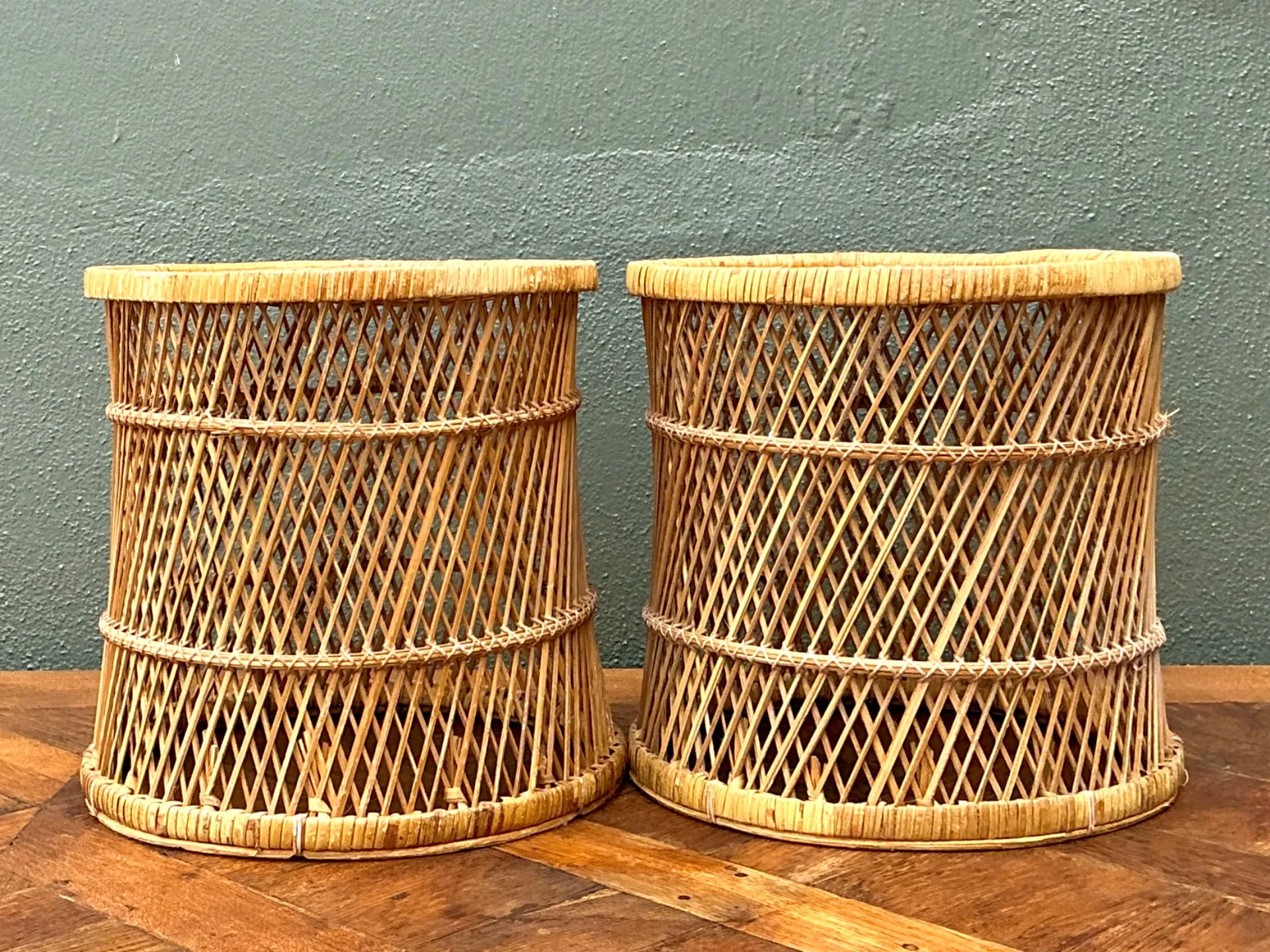 Vintage Woven Rattan Accent Tables - Set of 2 — additional photo 3