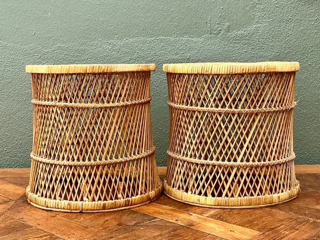 Vintage Woven Rattan Accent Tables - Set of 2 — additional photo 6