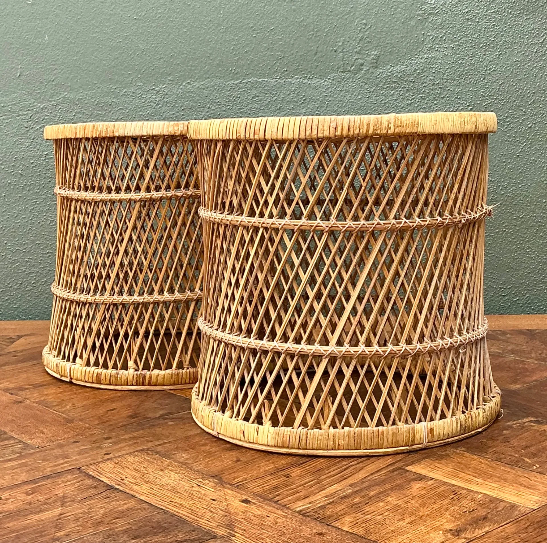 Vintage Woven Rattan Accent Tables - Set of 2 — additional photo 1