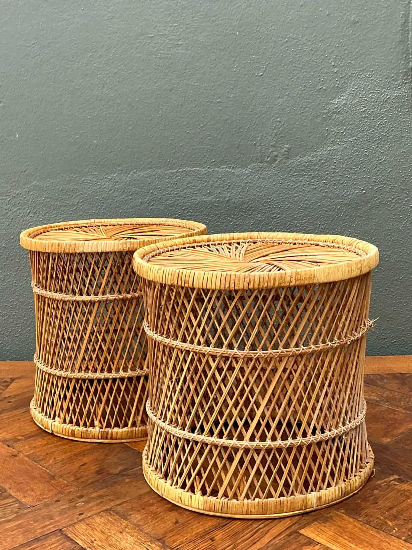 Vintage Woven Rattan Accent Tables - Set of 2 — additional photo 4