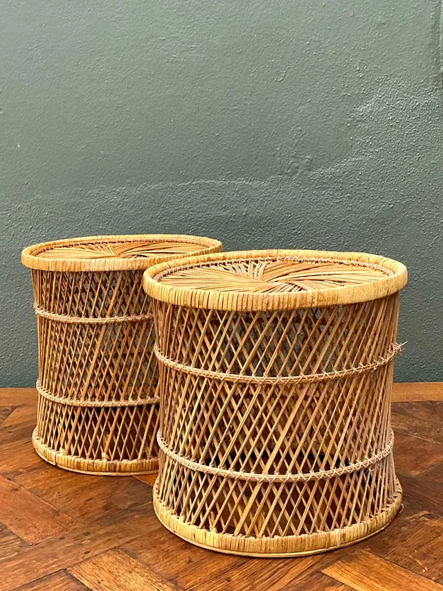 Vintage Woven Rattan Accent Tables - Set of 2 — additional photo 4