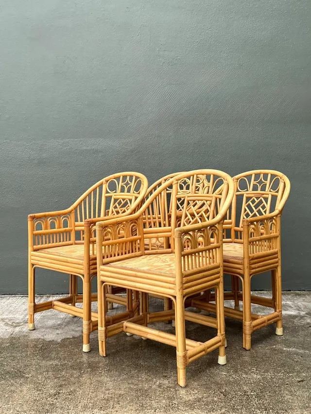 Vintage Brighton Pavillion Rattan Dining Chairs - Set Of 4 — additional photo 5