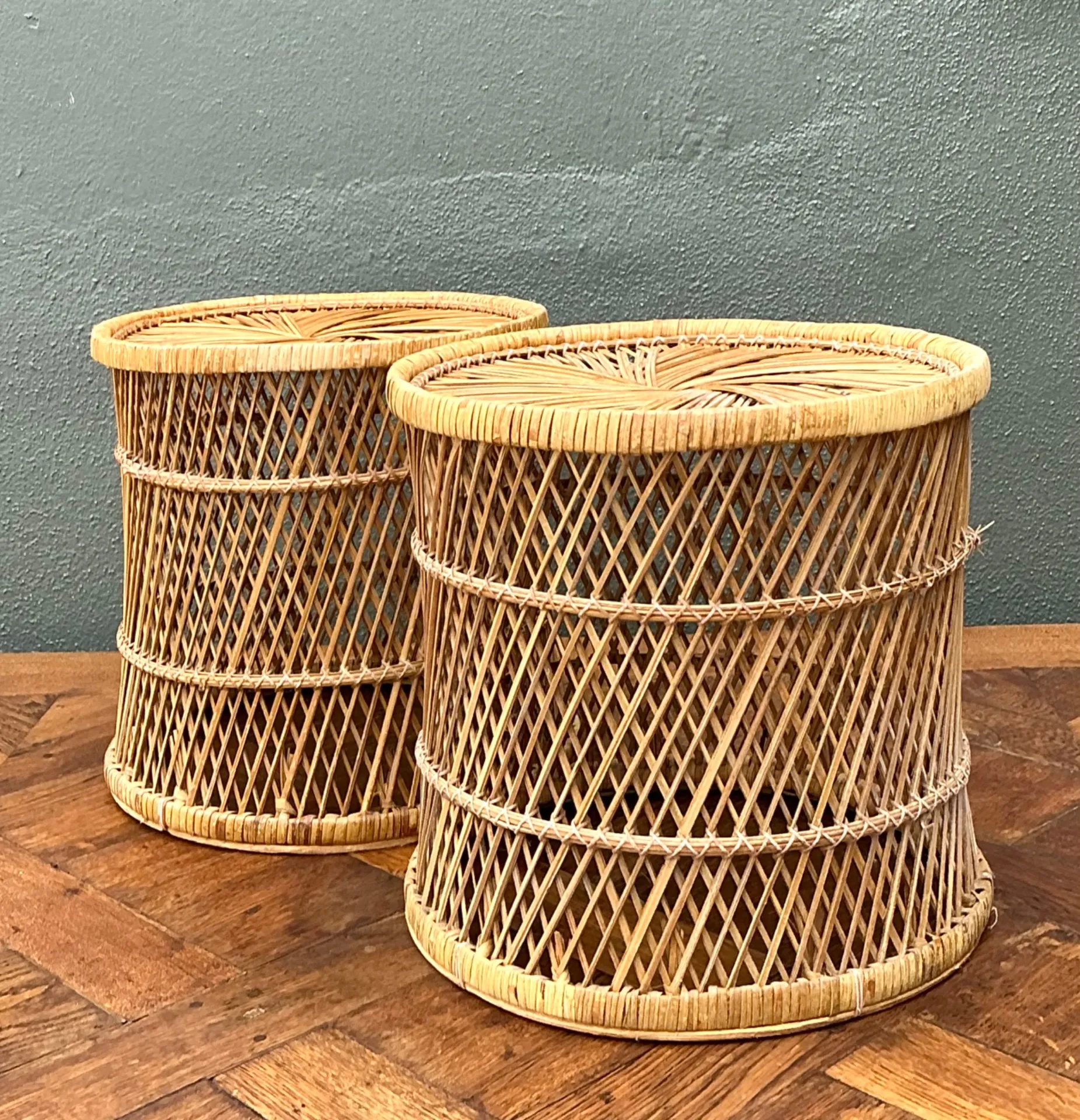 Vintage Woven Rattan Accent Tables - Set of 2 — additional photo 5