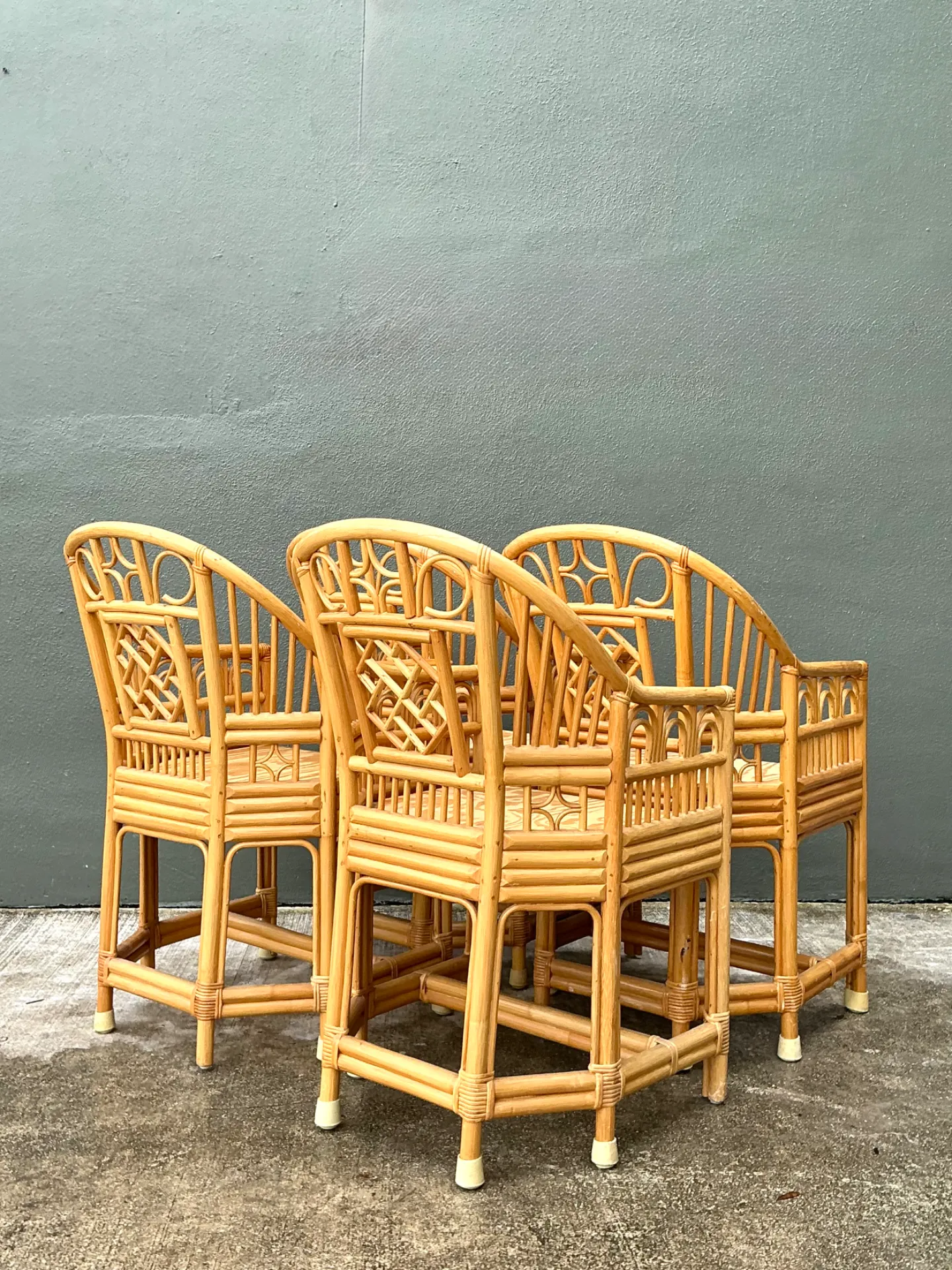 Vintage Brighton Pavillion Rattan Dining Chairs - Set Of 4 — additional photo 4