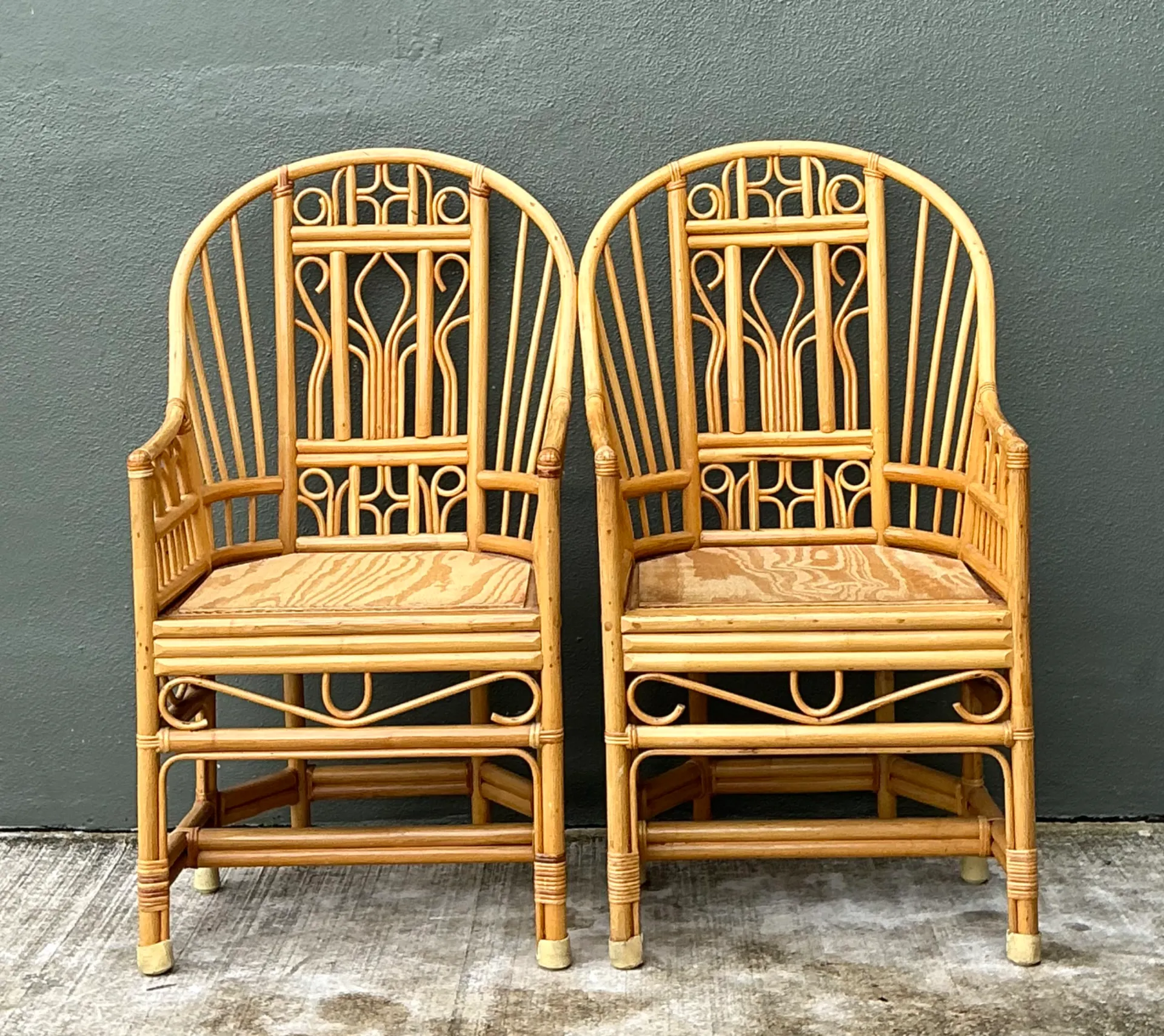 Vintage Rattan Brighton Pavillion High Back Rattan Chairs - A Pair — additional photo 6