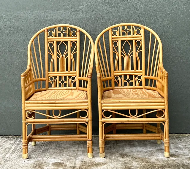 Vintage Rattan Brighton Pavillion High Back Rattan Chairs - A Pair — additional photo 6