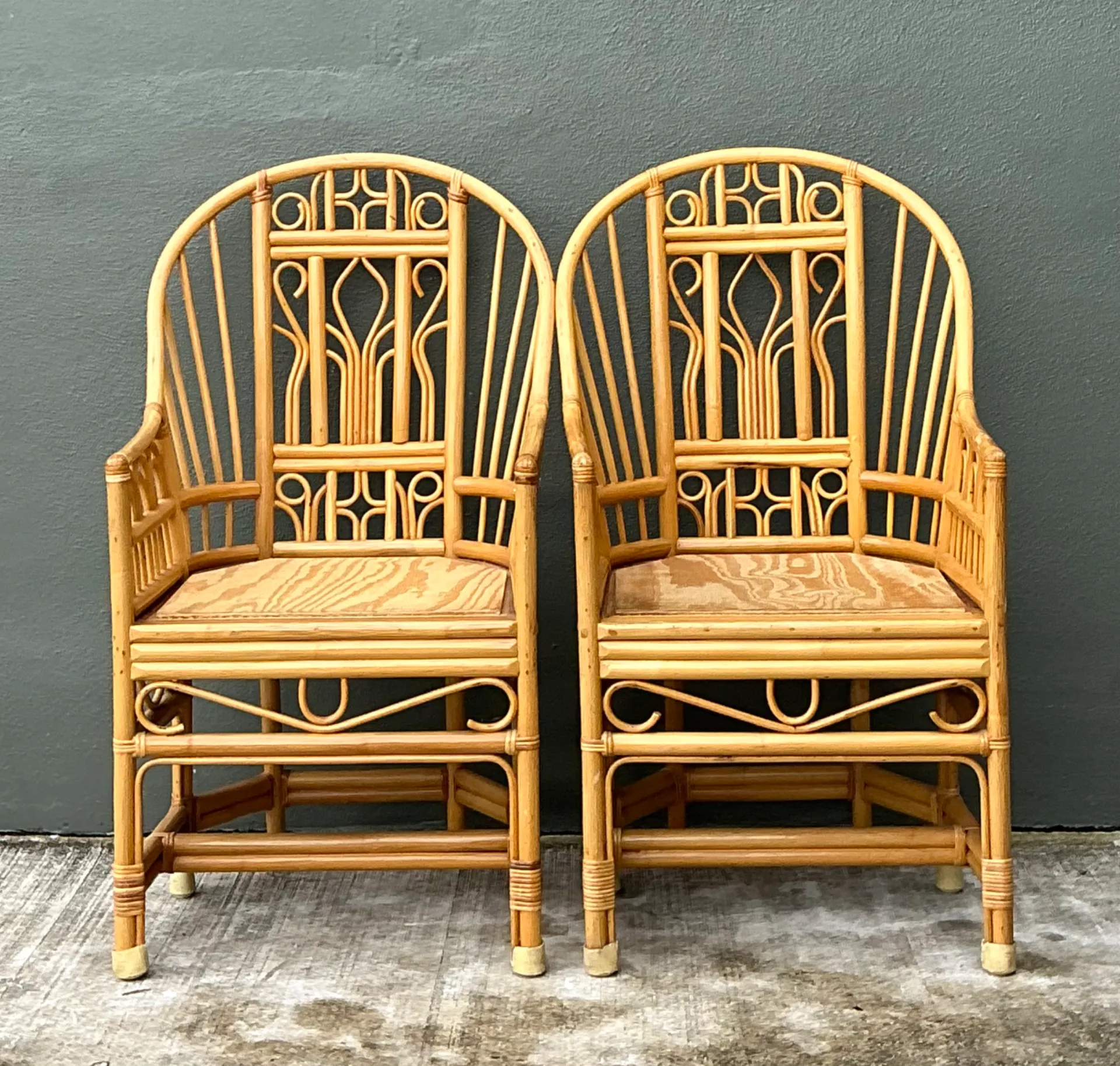 Vintage Rattan Brighton Pavillion High Back Rattan Chairs - A Pair — additional photo 2