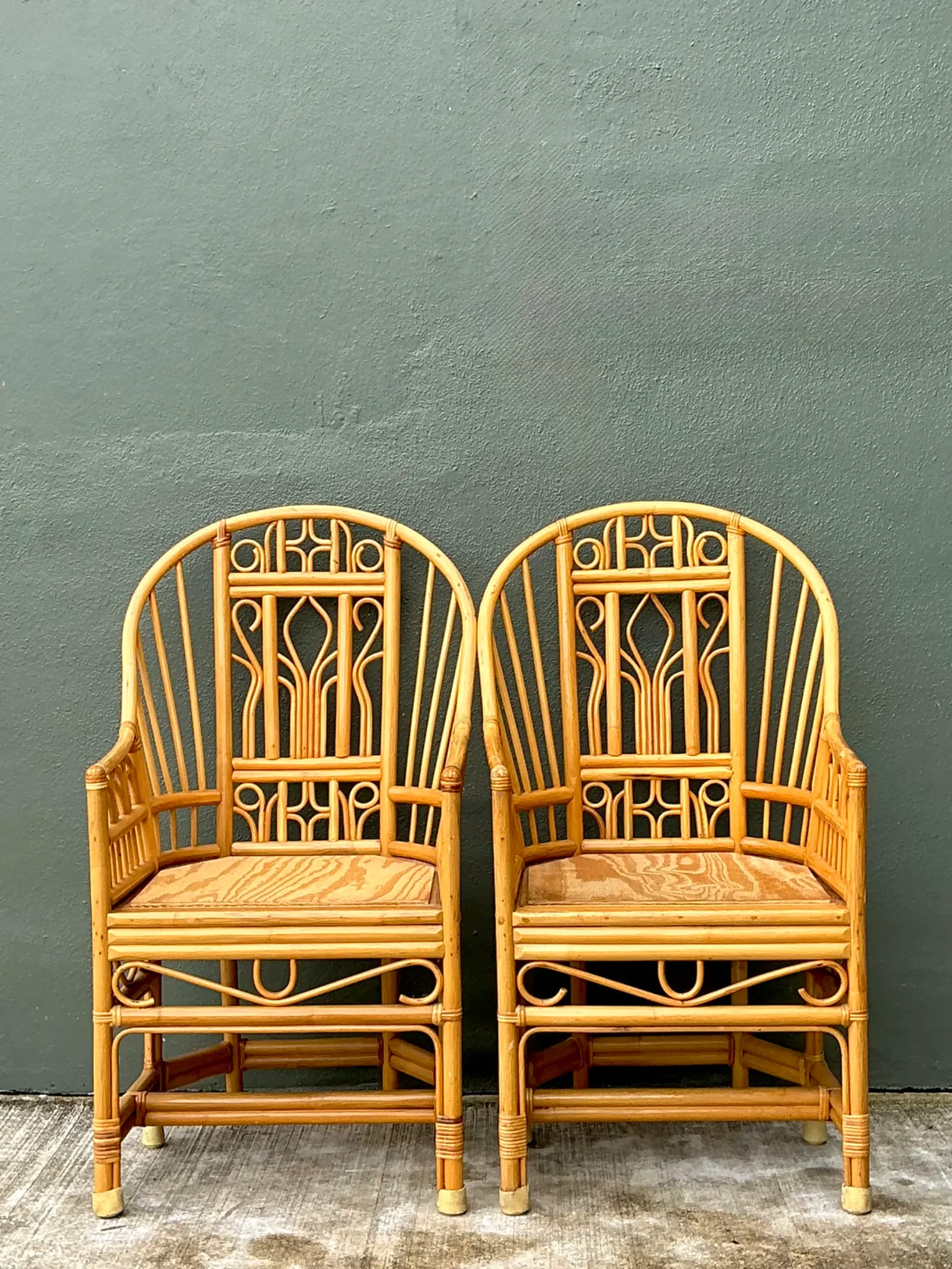 Vintage Rattan Brighton Pavillion High Back Rattan Chairs - A Pair — additional photo 8