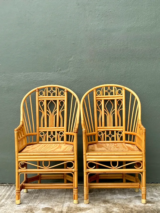 Vintage Rattan Brighton Pavillion High Back Rattan Chairs - A Pair — additional photo 8