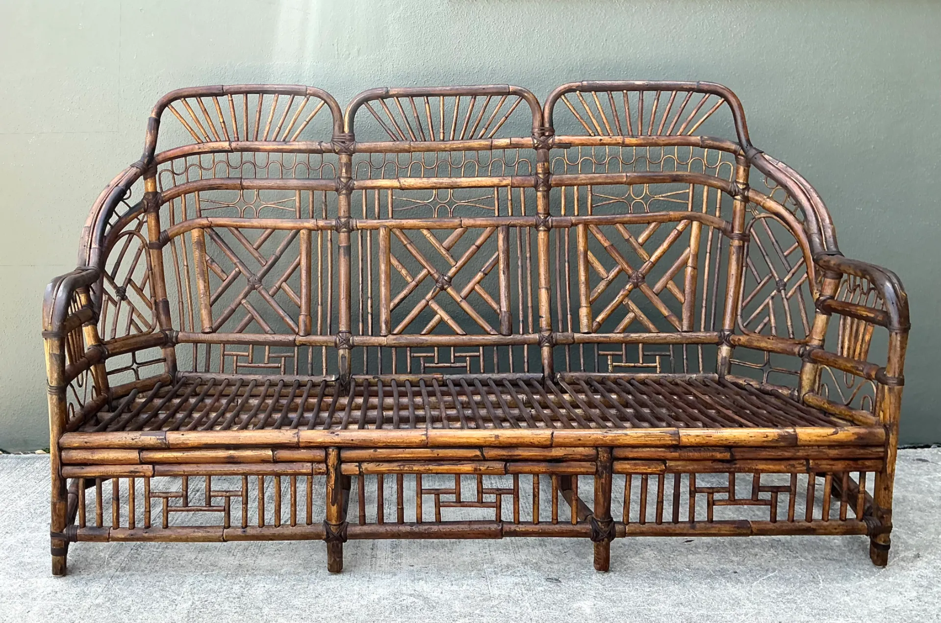 Vintage Brighton Rattan High Back Sofa — additional photo 7