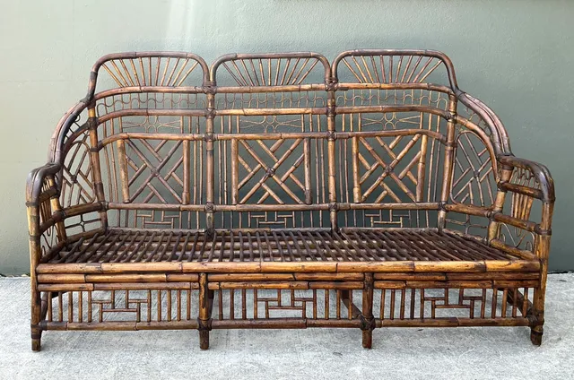 Vintage Brighton Rattan High Back Sofa — additional photo 7