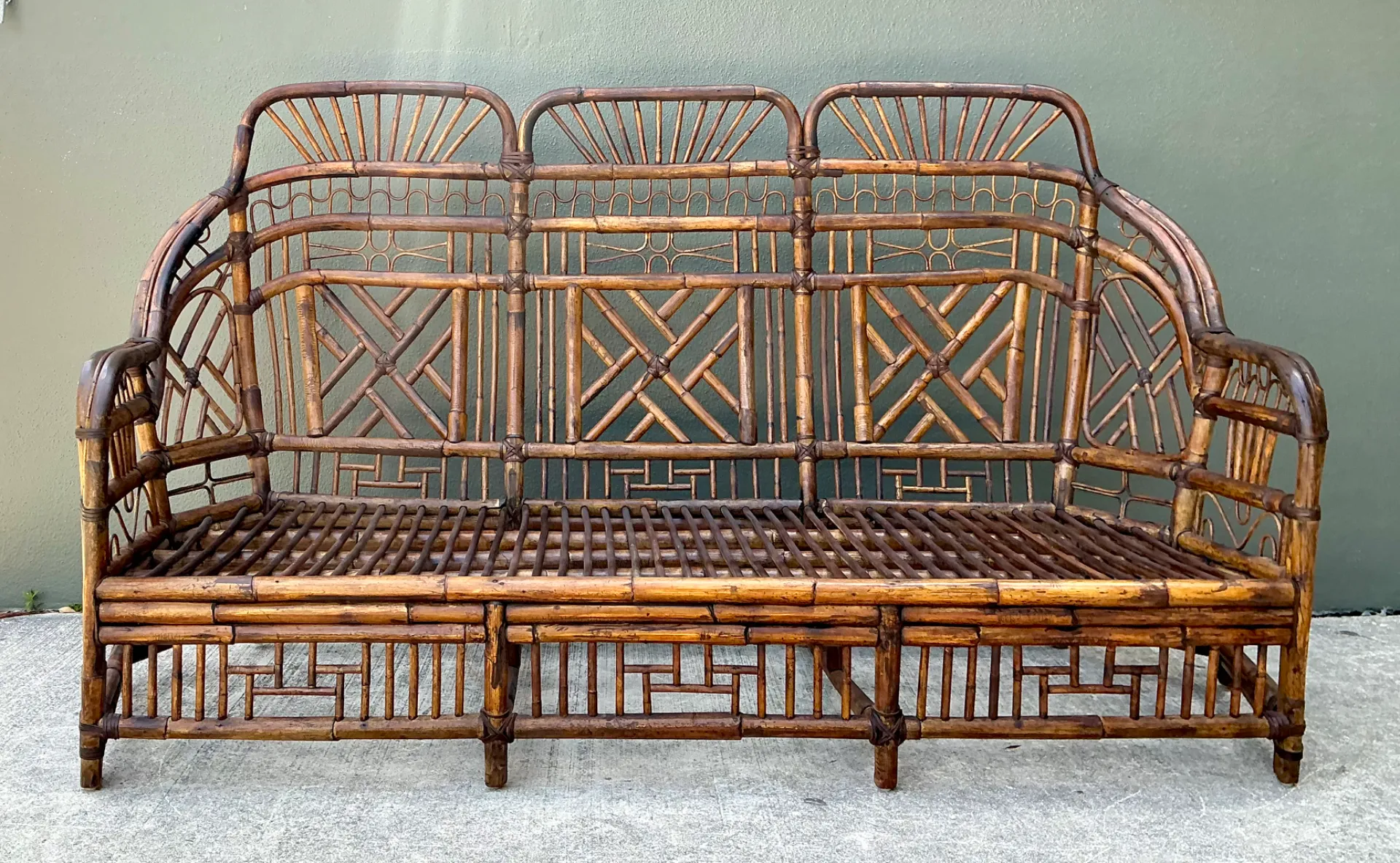 Vintage Brighton Rattan High Back Sofa — additional photo 1
