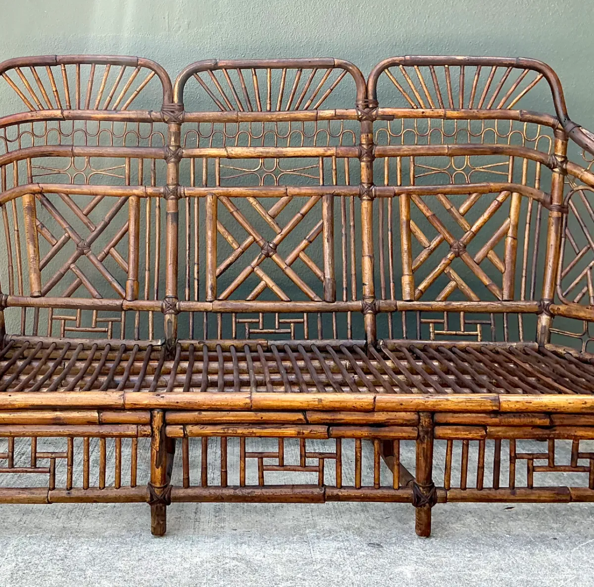 Vintage Brighton Rattan High Back Sofa