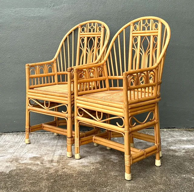 Vintage Rattan Brighton Pavillion High Back Rattan Chairs - A Pair — additional photo 5
