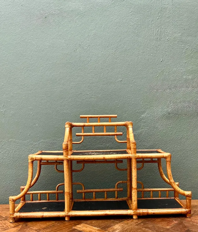 Vintage Bamboo and Rattan Tabletop Display — additional photo 4