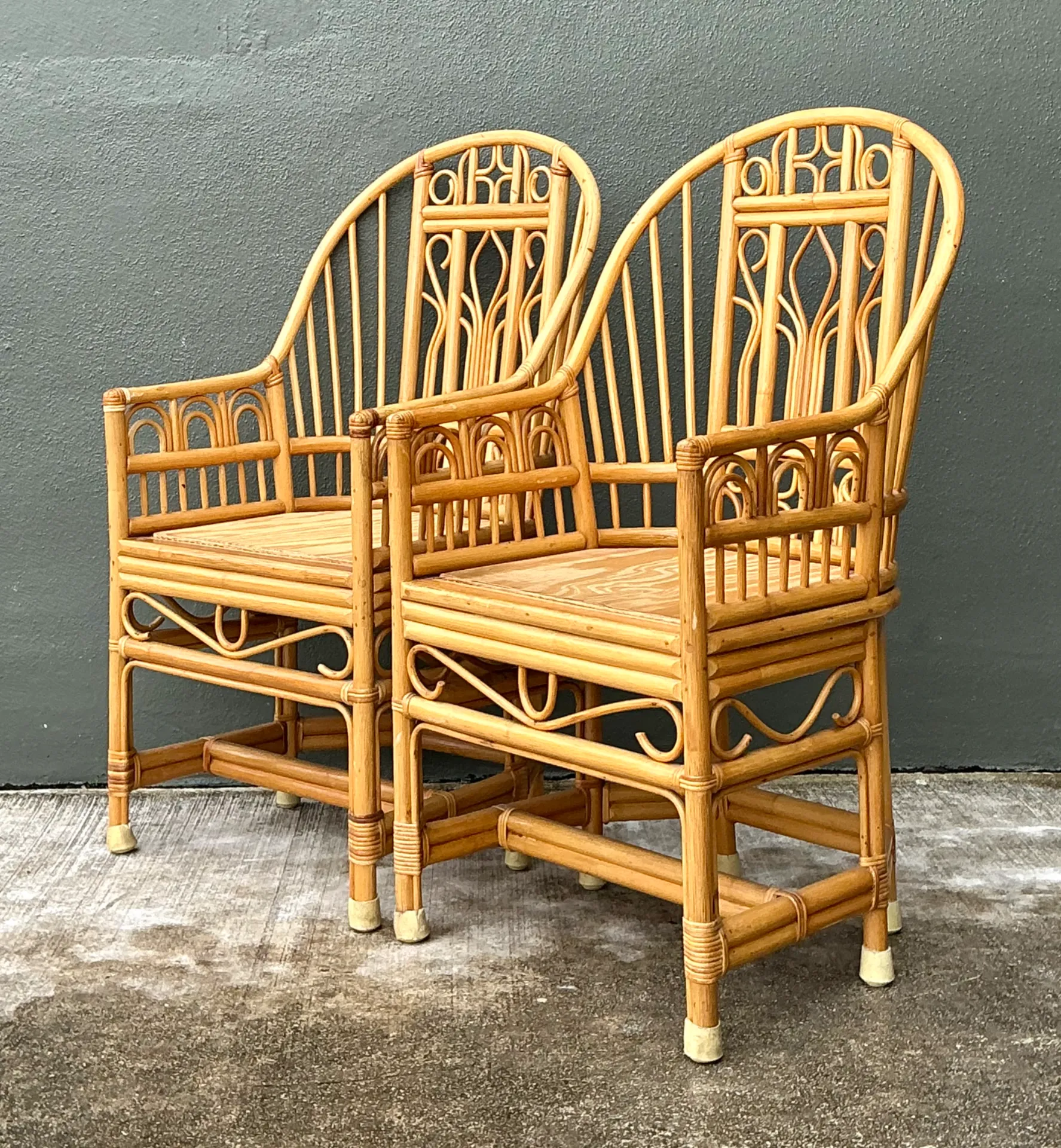 Vintage Rattan Brighton Pavillion High Back Rattan Chairs - A Pair — additional photo 4