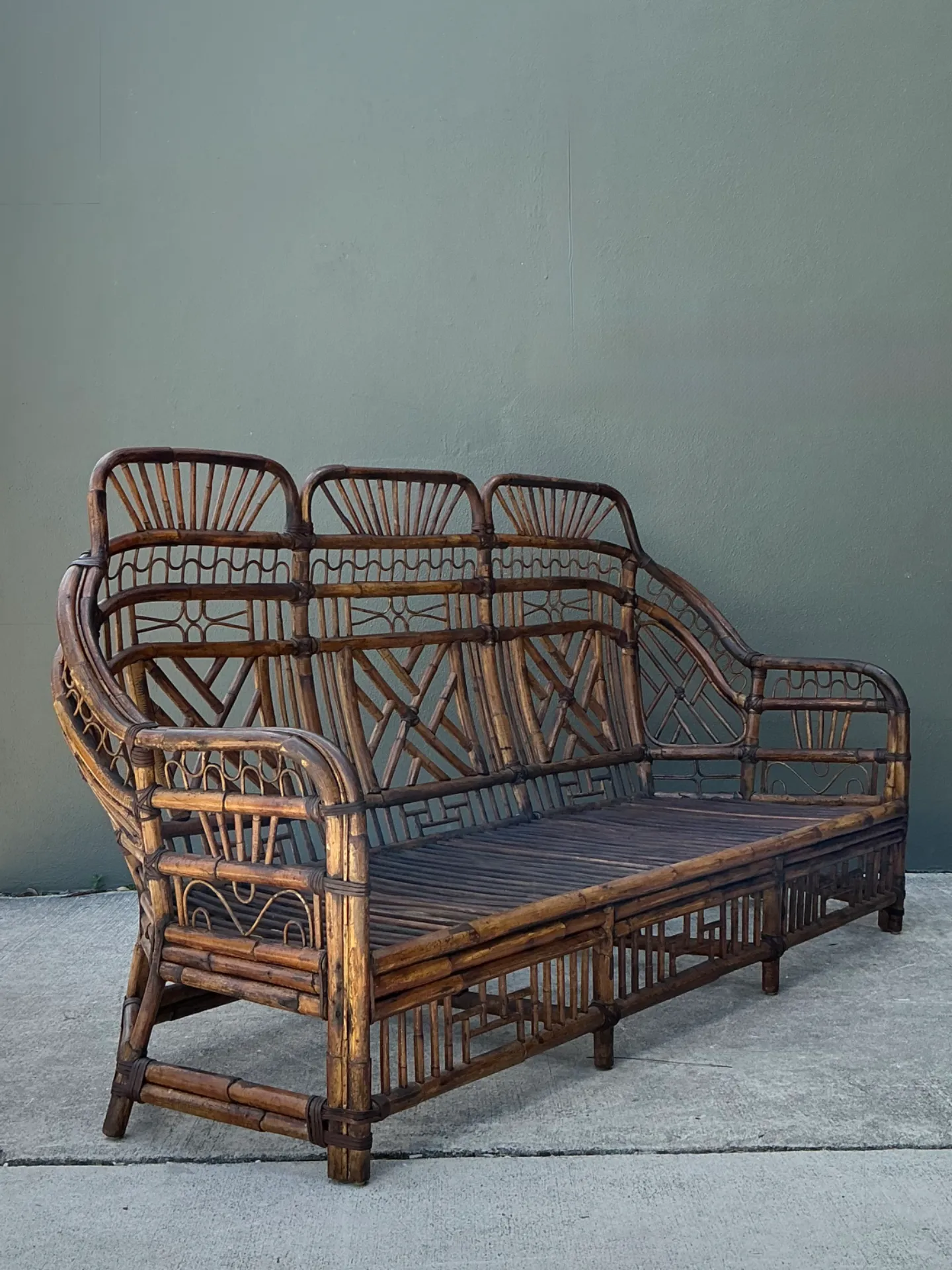 Vintage Brighton Rattan High Back Sofa — additional photo 5