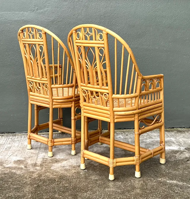 Vintage Rattan Brighton Pavillion High Back Rattan Chairs - A Pair — additional photo 3