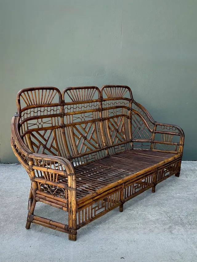 Vintage Brighton Rattan High Back Sofa — additional photo 6