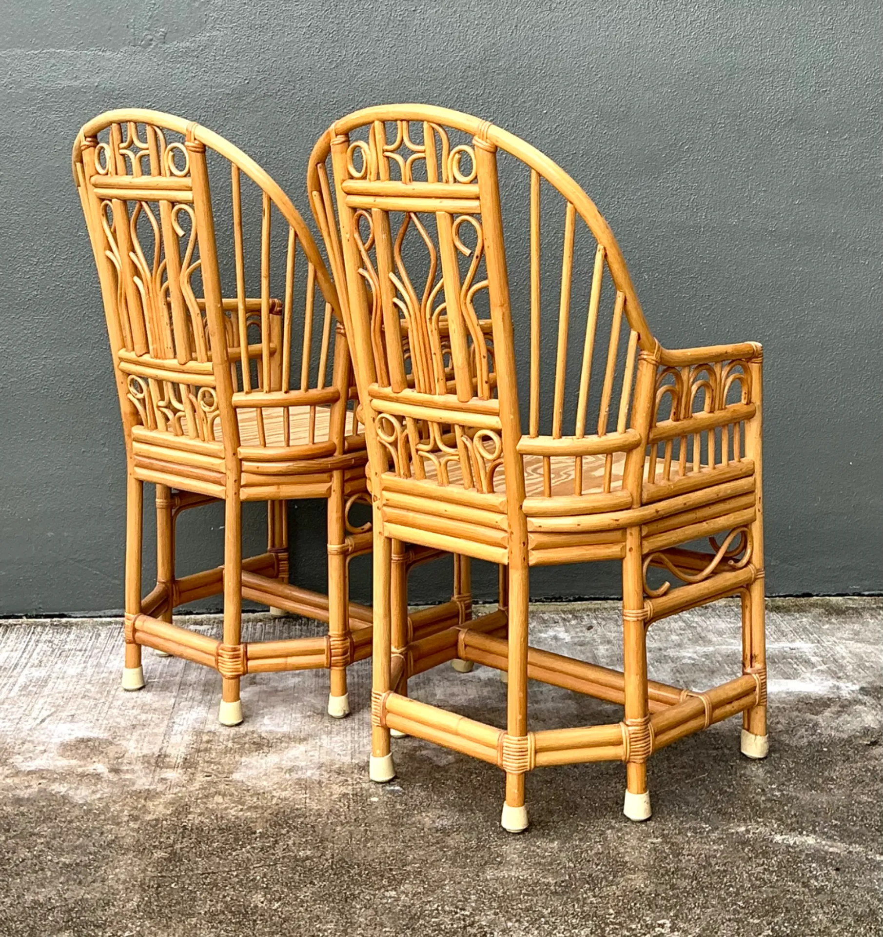 Vintage Rattan Brighton Pavillion High Back Rattan Chairs - A Pair — additional photo 1