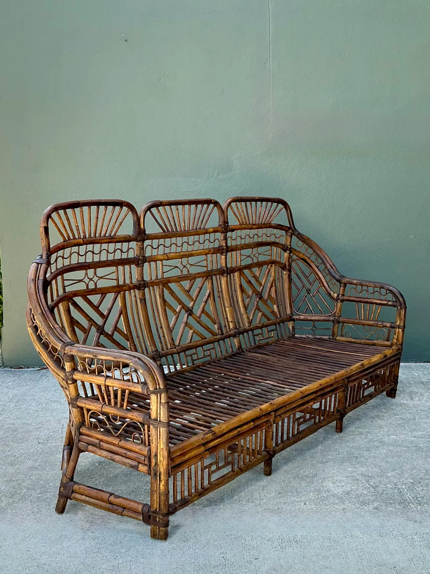 Vintage Brighton Rattan High Back Sofa — additional photo 2