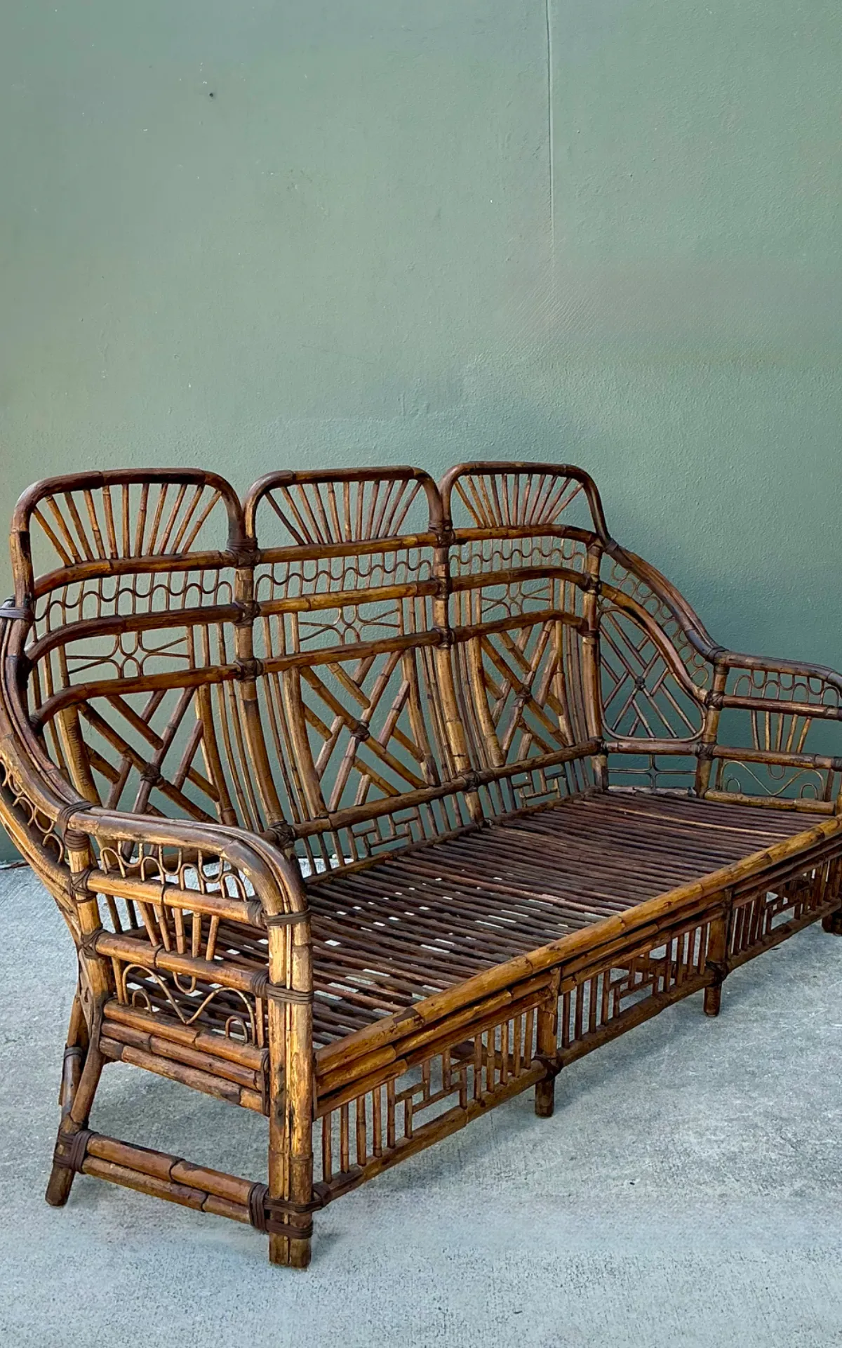 Vintage Brighton Rattan High Back Sofa — additional photo 2