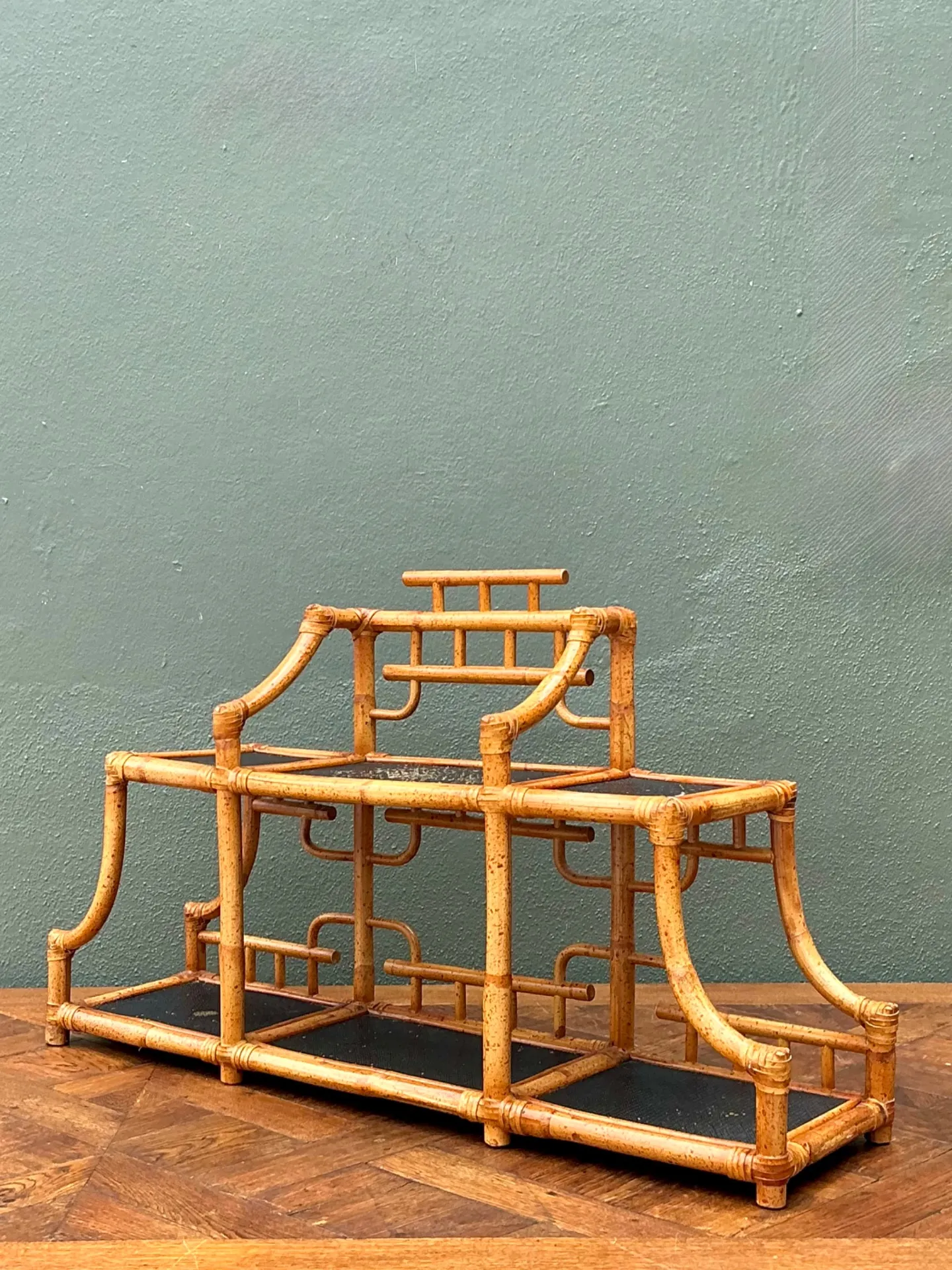 Vintage Bamboo and Rattan Tabletop Display — additional photo 2