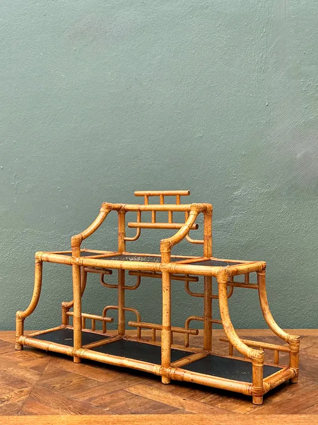 Vintage Bamboo and Rattan Tabletop Display — additional photo 2