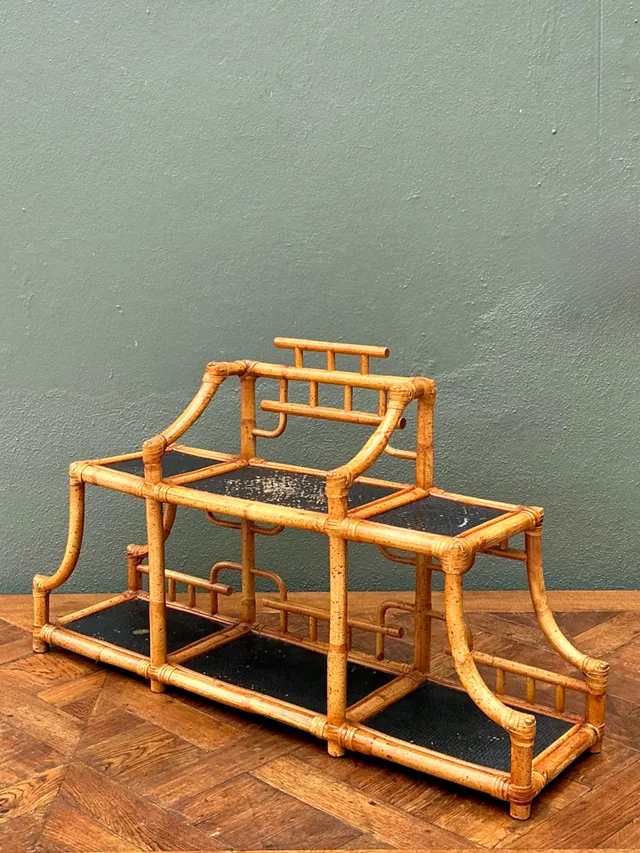Vintage Bamboo and Rattan Tabletop Display — additional photo 5
