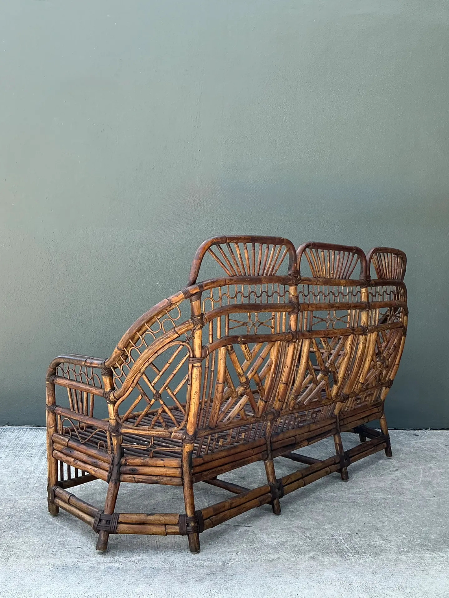 Vintage Brighton Rattan High Back Sofa — additional photo 4