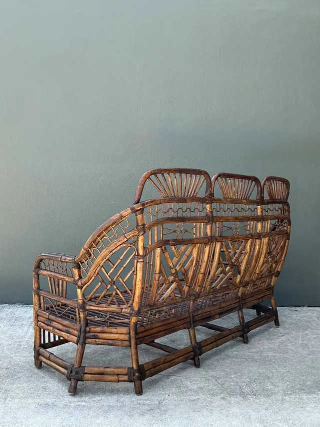 Vintage Brighton Rattan High Back Sofa — additional photo 4