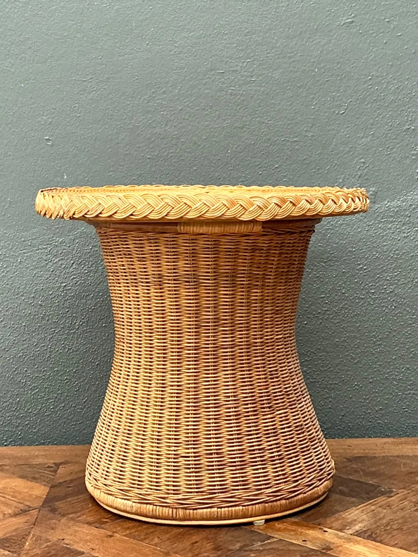 Vintage Braided Rattan Accent Table — additional photo 2