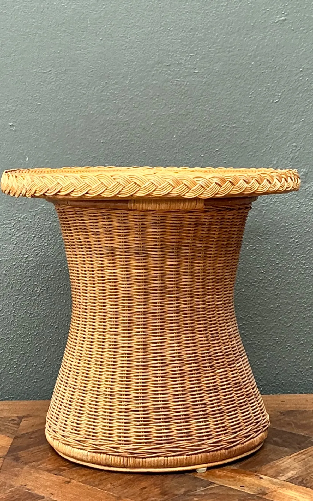 Vintage Braided Rattan Accent Table — additional photo 2