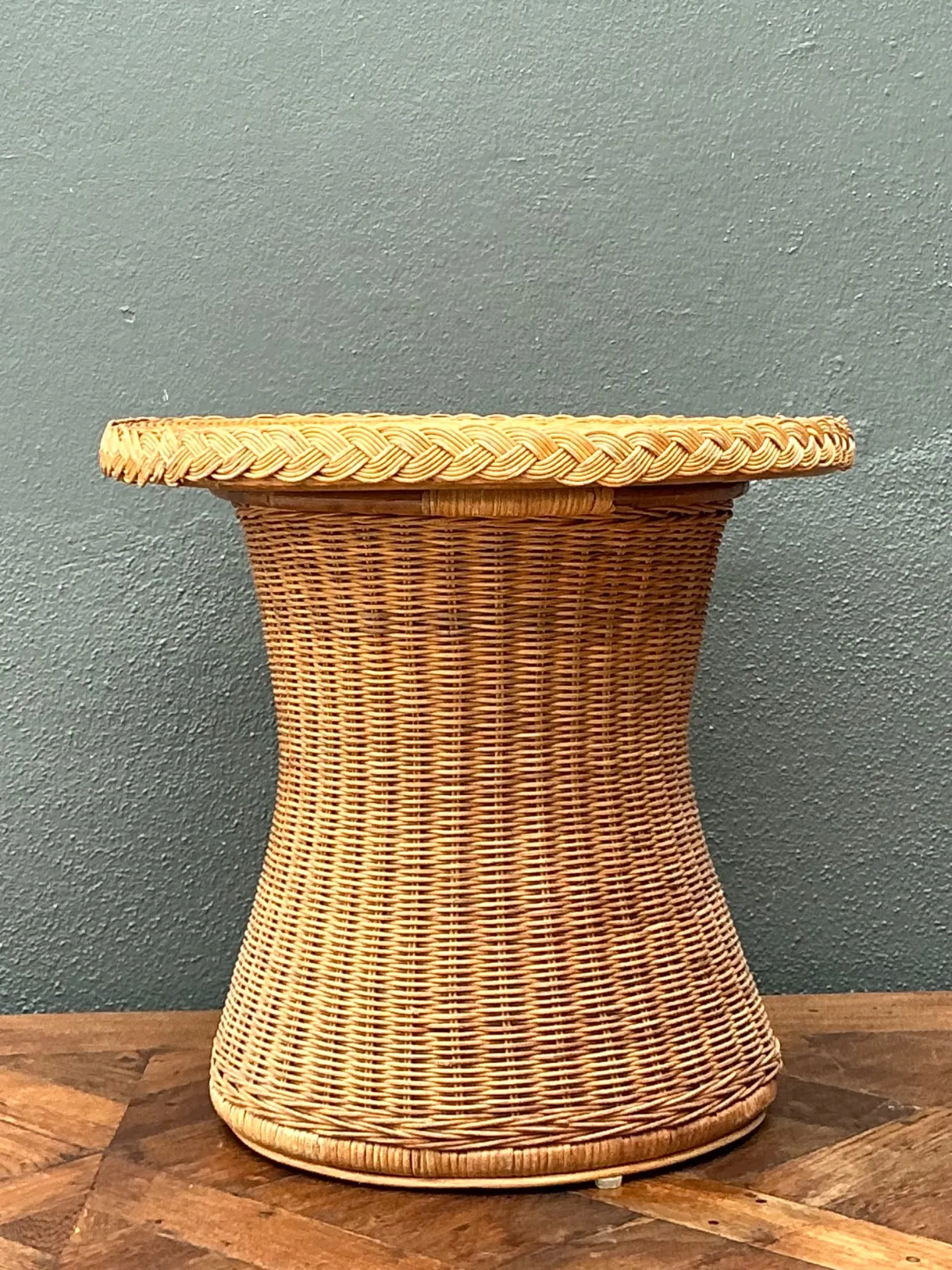 Vintage Braided Rattan Accent Table — additional photo 8