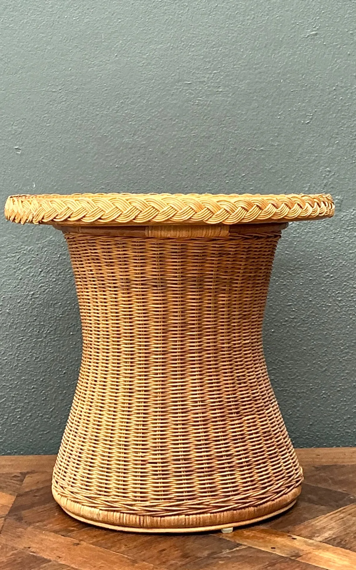Vintage Braided Rattan Accent Table — additional photo 6
