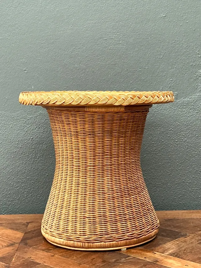 Vintage Braided Rattan Accent Table — additional photo 6