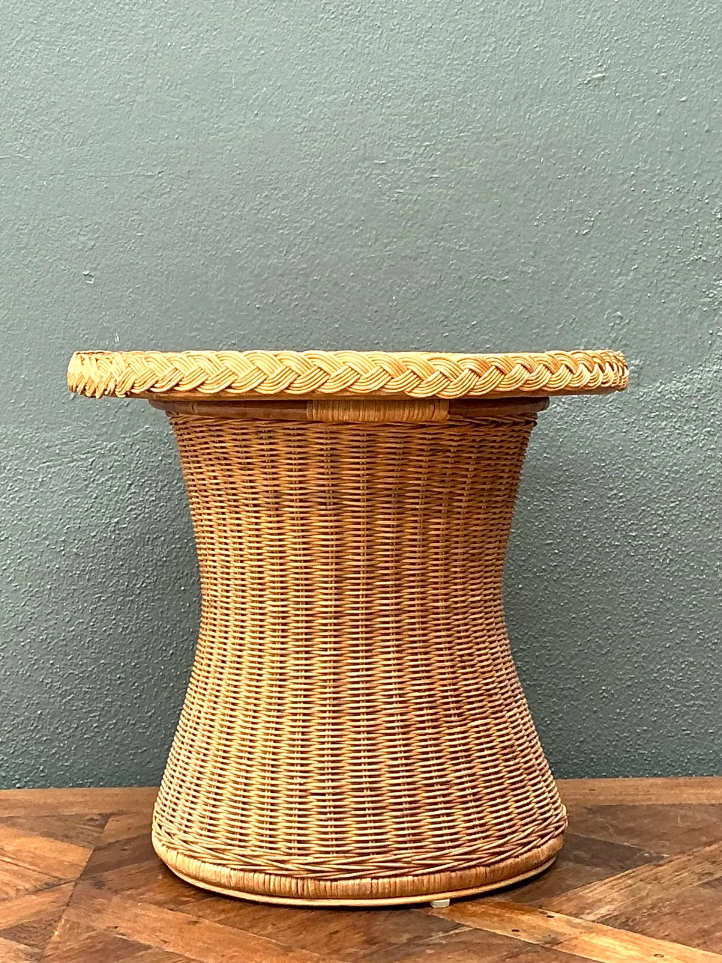 Vintage Braided Rattan Accent Table — additional photo 1