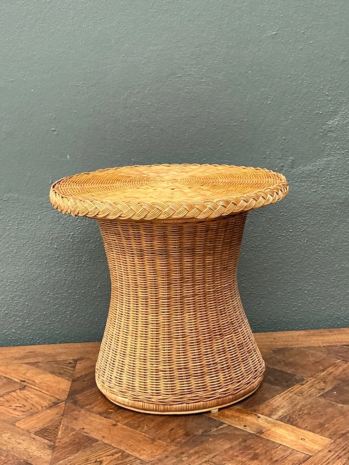 Vintage Braided Rattan Accent Table — additional photo 7