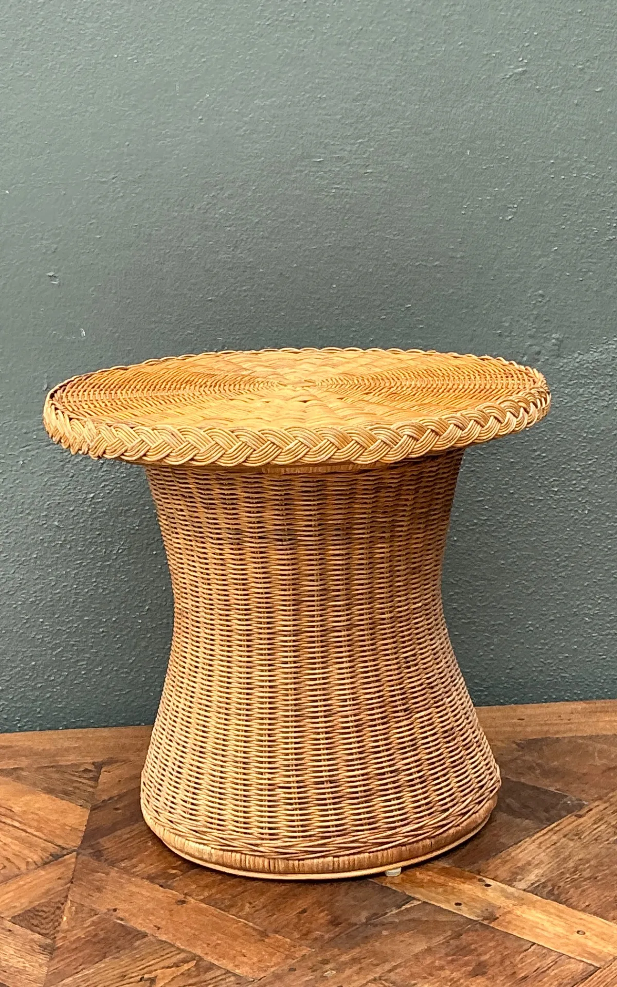 Vintage Braided Rattan Accent Table — additional photo 7