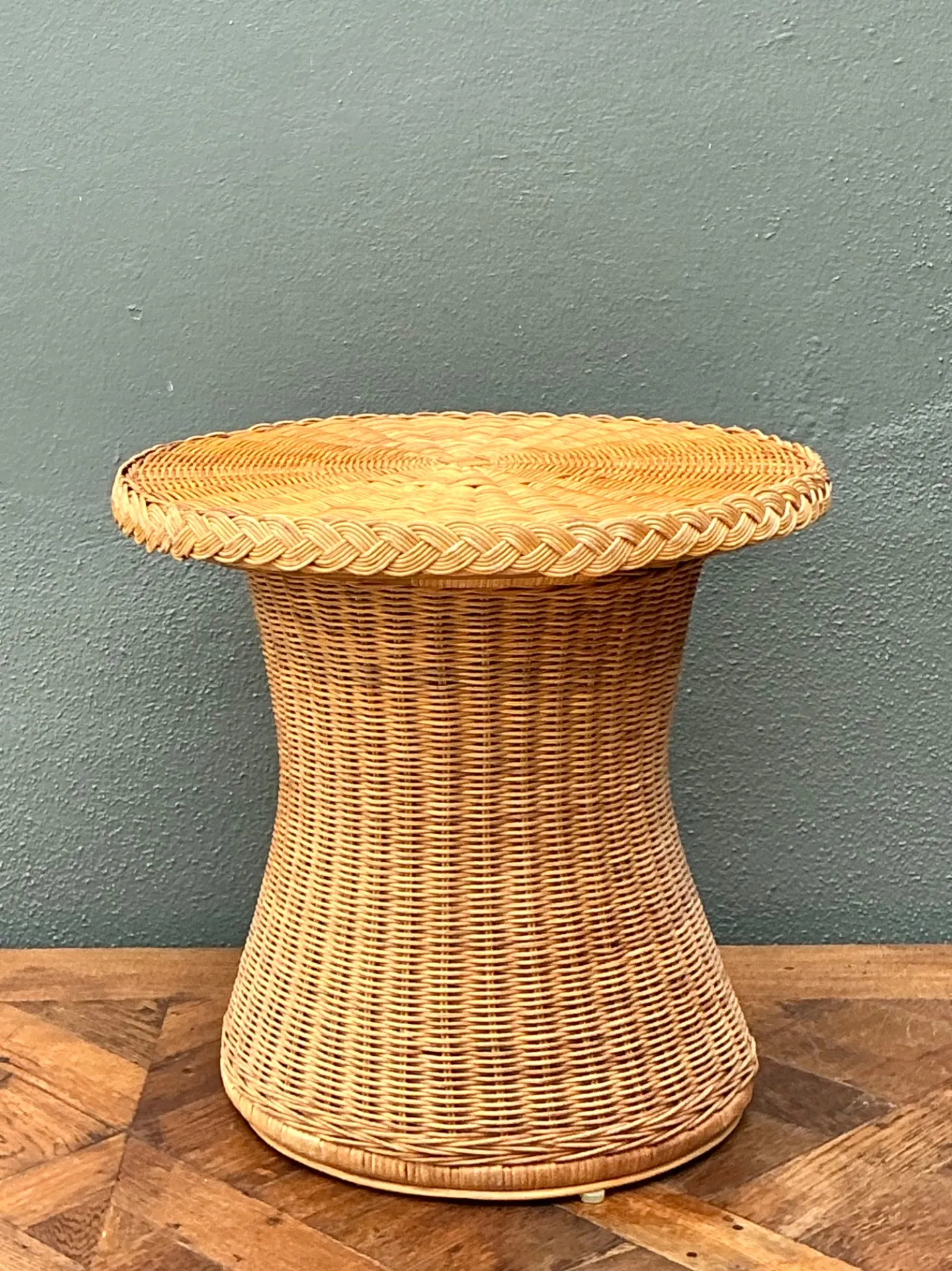 Vintage Braided Rattan Accent Table — additional photo 3