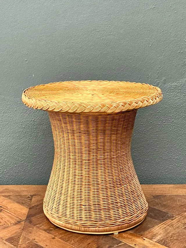 Vintage Braided Rattan Accent Table — additional photo 3