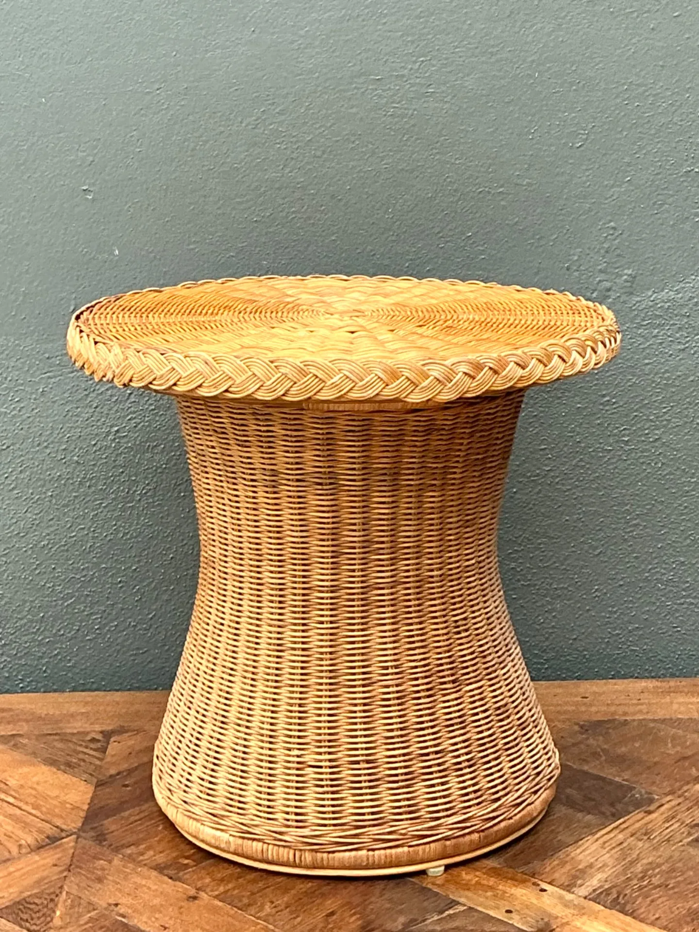 Vintage Braided Rattan Accent Table — additional photo 4