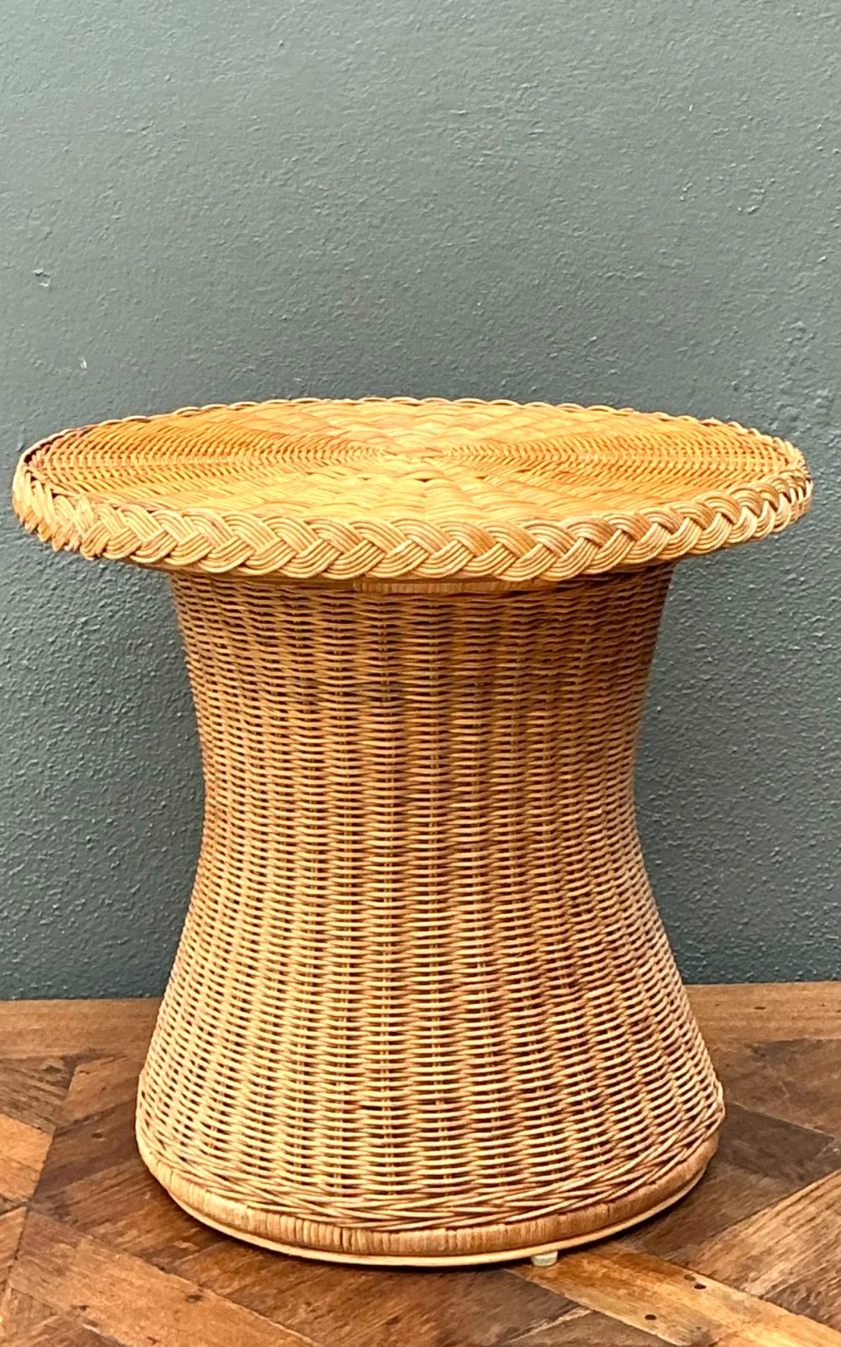 Vintage Braided Rattan Accent Table — additional photo 4